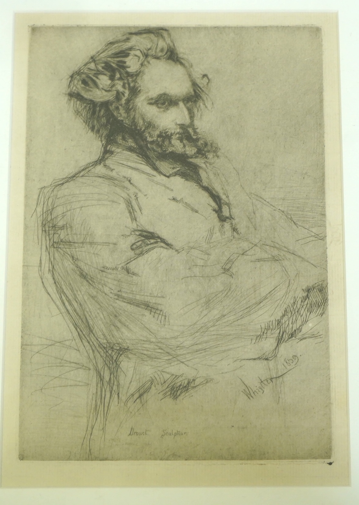 James Abbott McNeill Whistler RBA (American, 1834-1903), 'Drouet (Sculpteur)', drypoint etching, 15 x 22cm